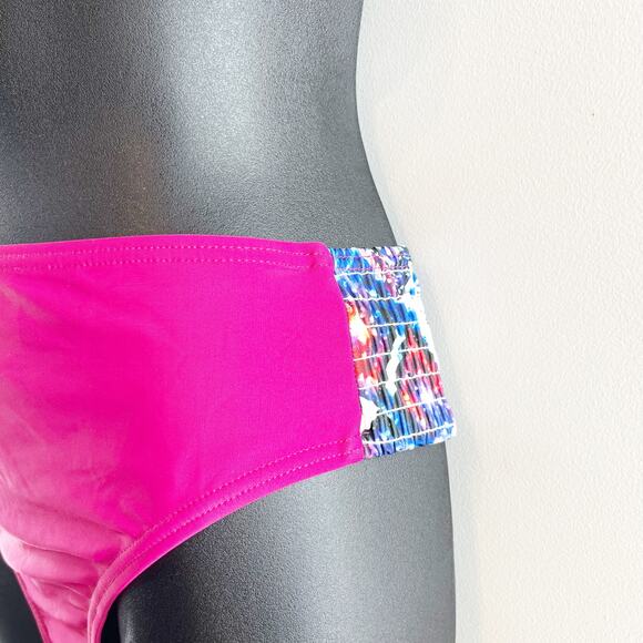 Swimsuits for All Smocked Triangle Top & Bikini Bottom Set Blue Pink 18 - Picture 11 of 15